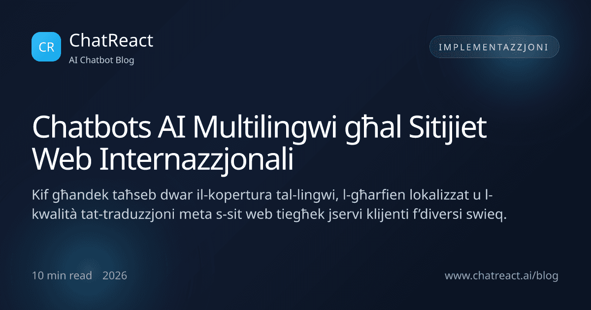 Illustrazzjoni għall-artiklu Chatbots AI Multilingwi għal Sitijiet Web Internazzjonali