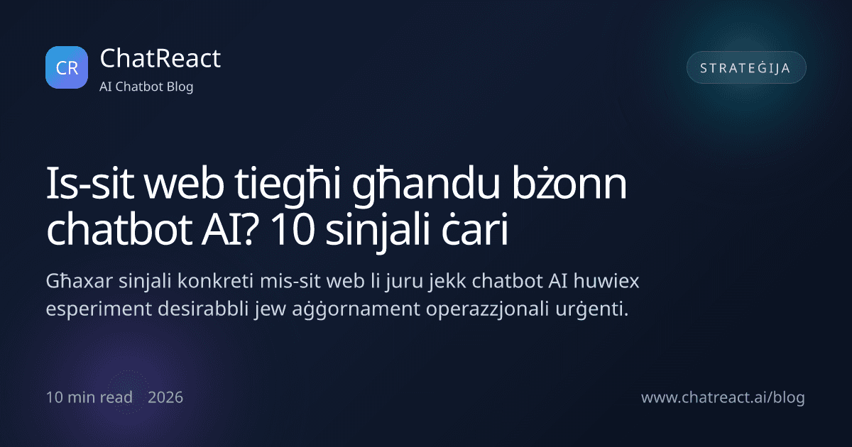 Illustrazzjoni għall-artiklu 'Is-sit web tiegħi għandu bżonn chatbot AI? 10 sinjali ċari'