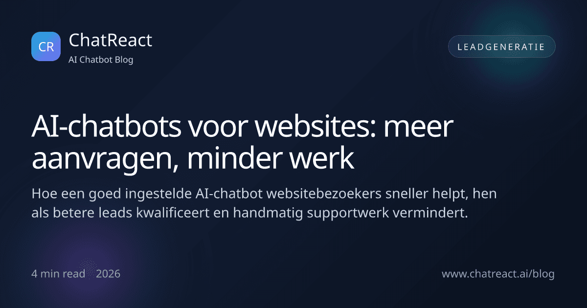 Illustratie van een website-AI-chatbot die meer aanvragen oplevert met minder handmatig werk