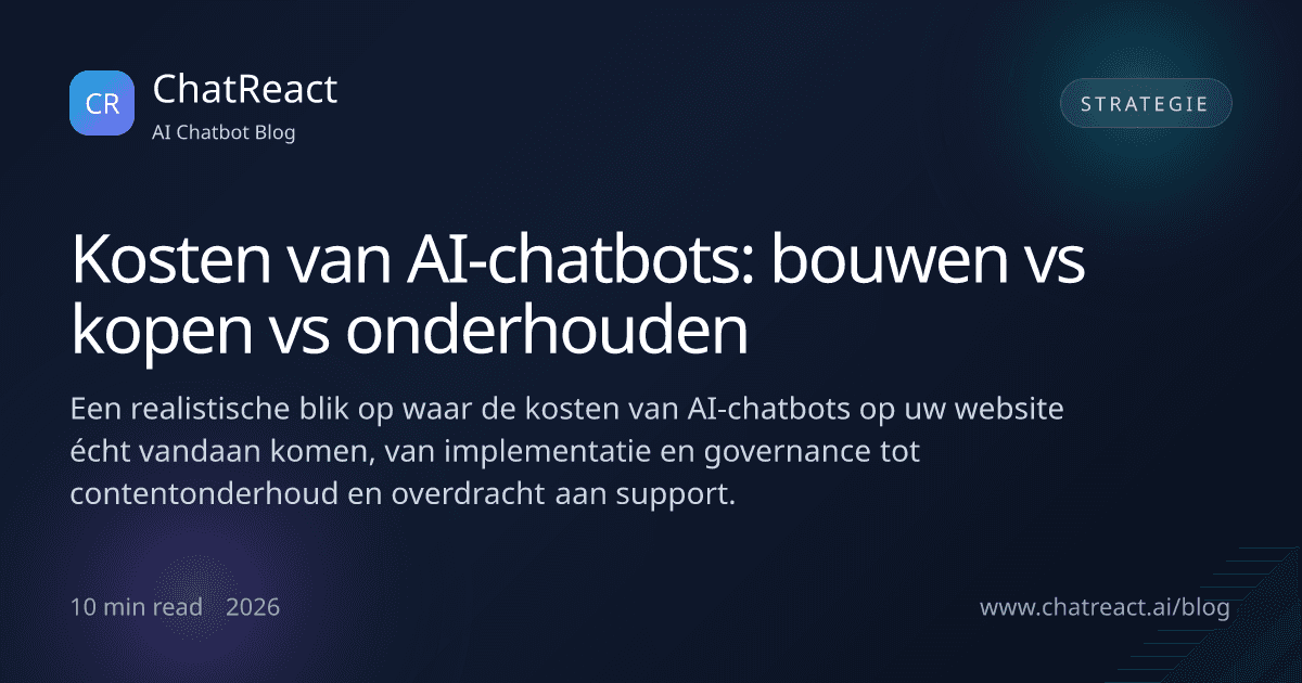 Illustratie bij artikel: Kosten van AI-chatbots — bouwen vs kopen vs onderhouden
