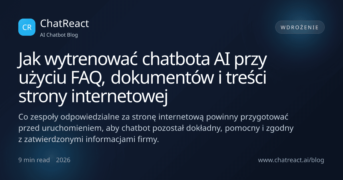 Ilustracja artykułu: Jak wytrenować chatbota AI przy użyciu FAQ, dokumentów i treści strony internetowej