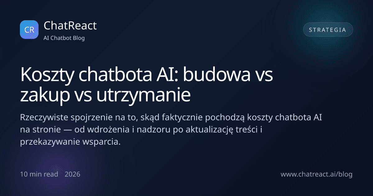 Ilustracja artykułu: Koszty chatbota AI — budowa vs zakup vs utrzymanie