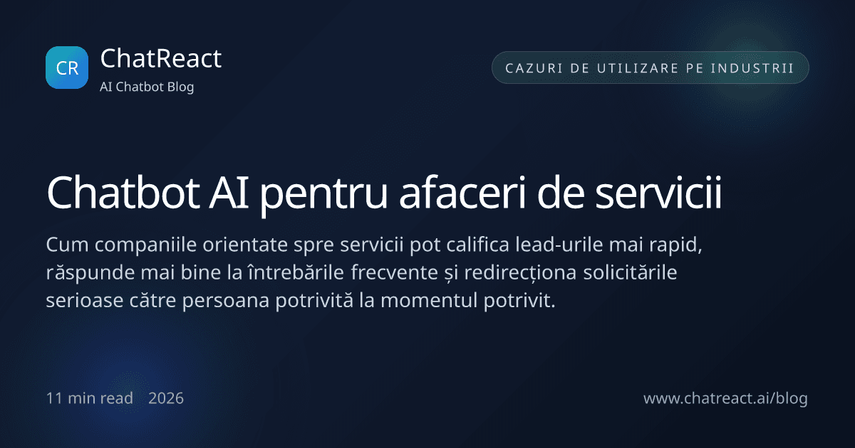Ilustrație articol Chatbot AI pentru afaceri de servicii