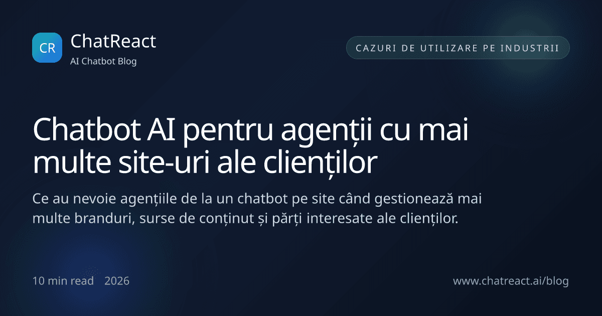 Ilustrație pentru articolul Chatbot AI pentru agenții cu mai multe site-uri ale clienților