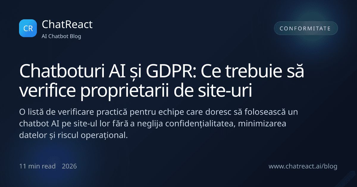 Ilustrație pentru articolul Chatboturi AI și GDPR: Ce trebuie să verifice proprietarii de site-uri