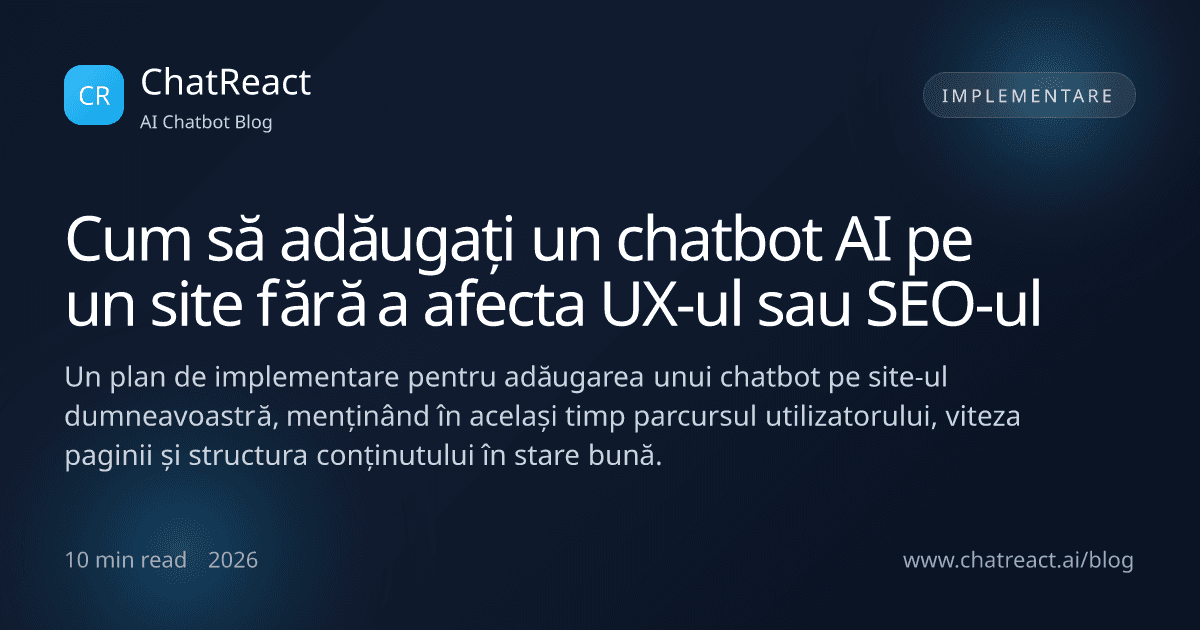 Ilustrație pentru articol Cum să adăugați un chatbot AI pe un site fără a afecta UX-ul sau SEO-ul