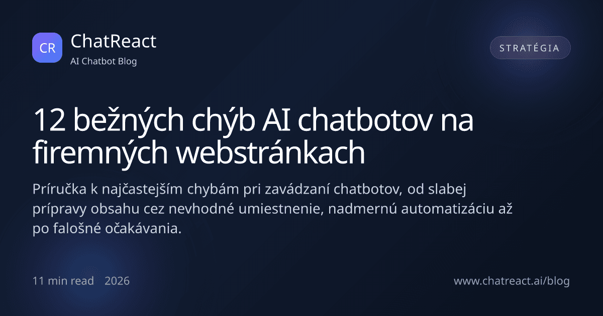 Ilustrácia článku 12 bežných chýb AI chatbotov na firemných webstránkach
