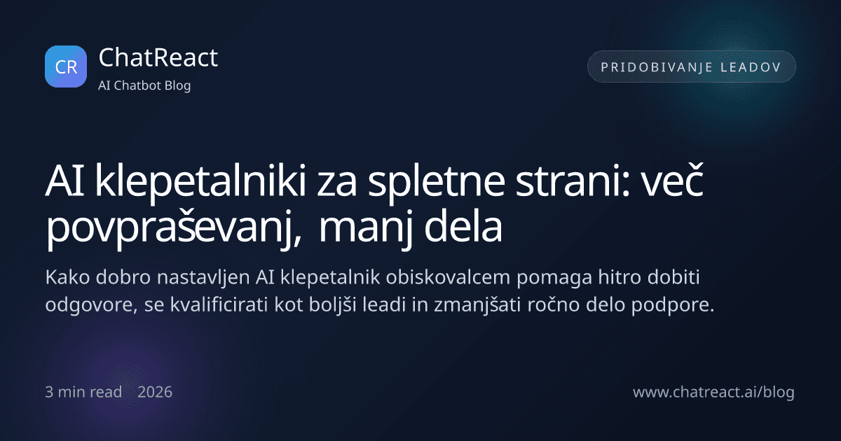 Ilustracija članka o AI klepetalniku na spletni strani, ki prinaša več povpraševanj z manj ročnega dela