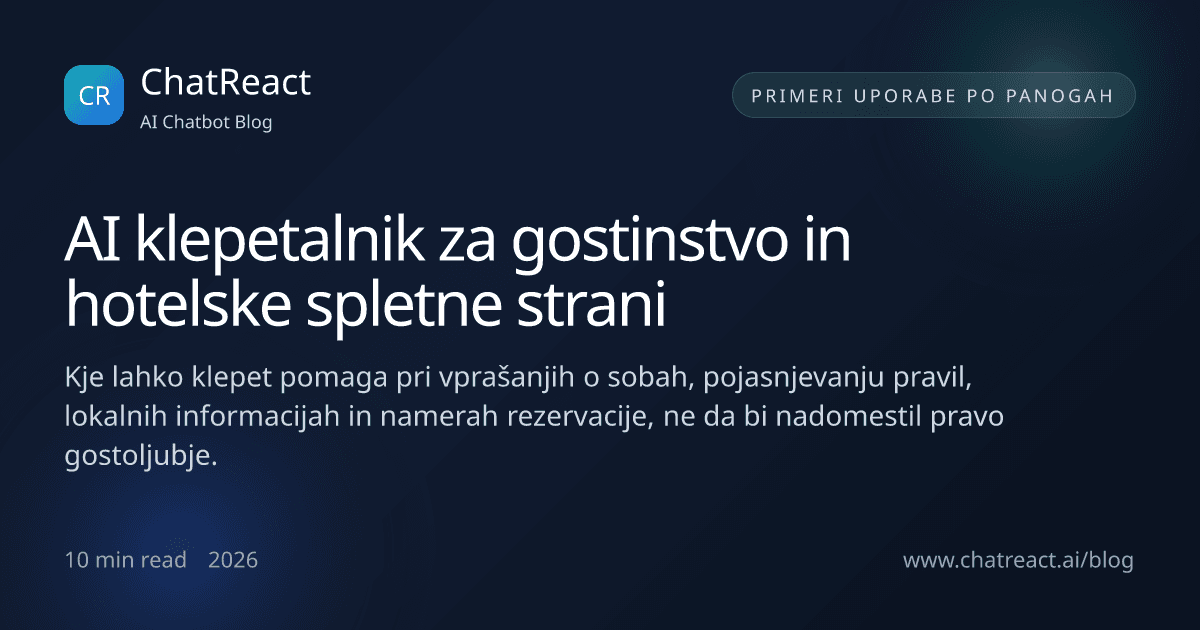 Ilustracija članka AI klepetalnik za gostinstvo in hotelske spletne strani