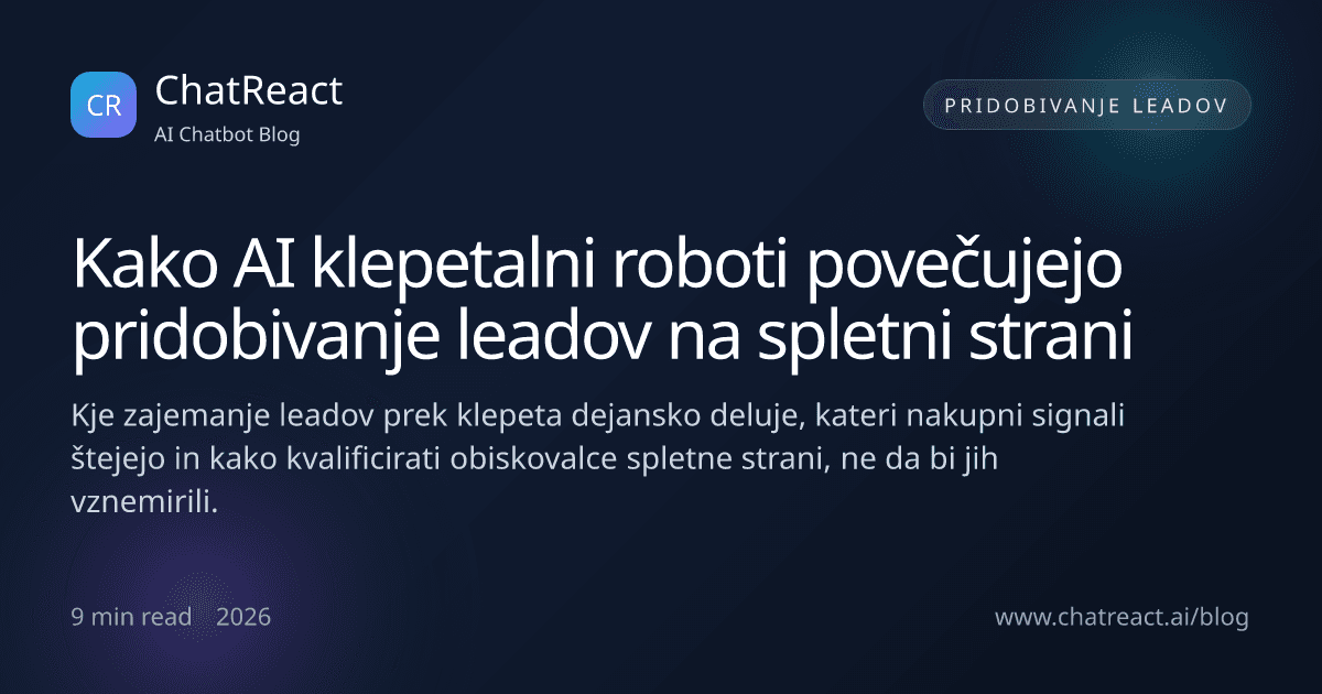 Ilustracija članka: Kako AI klepetalni roboti povečujejo pridobivanje leadov na spletni strani